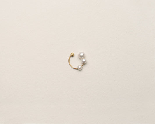 18KT yellow gold earring ear cuff with freshwater pearls - Dots 3E