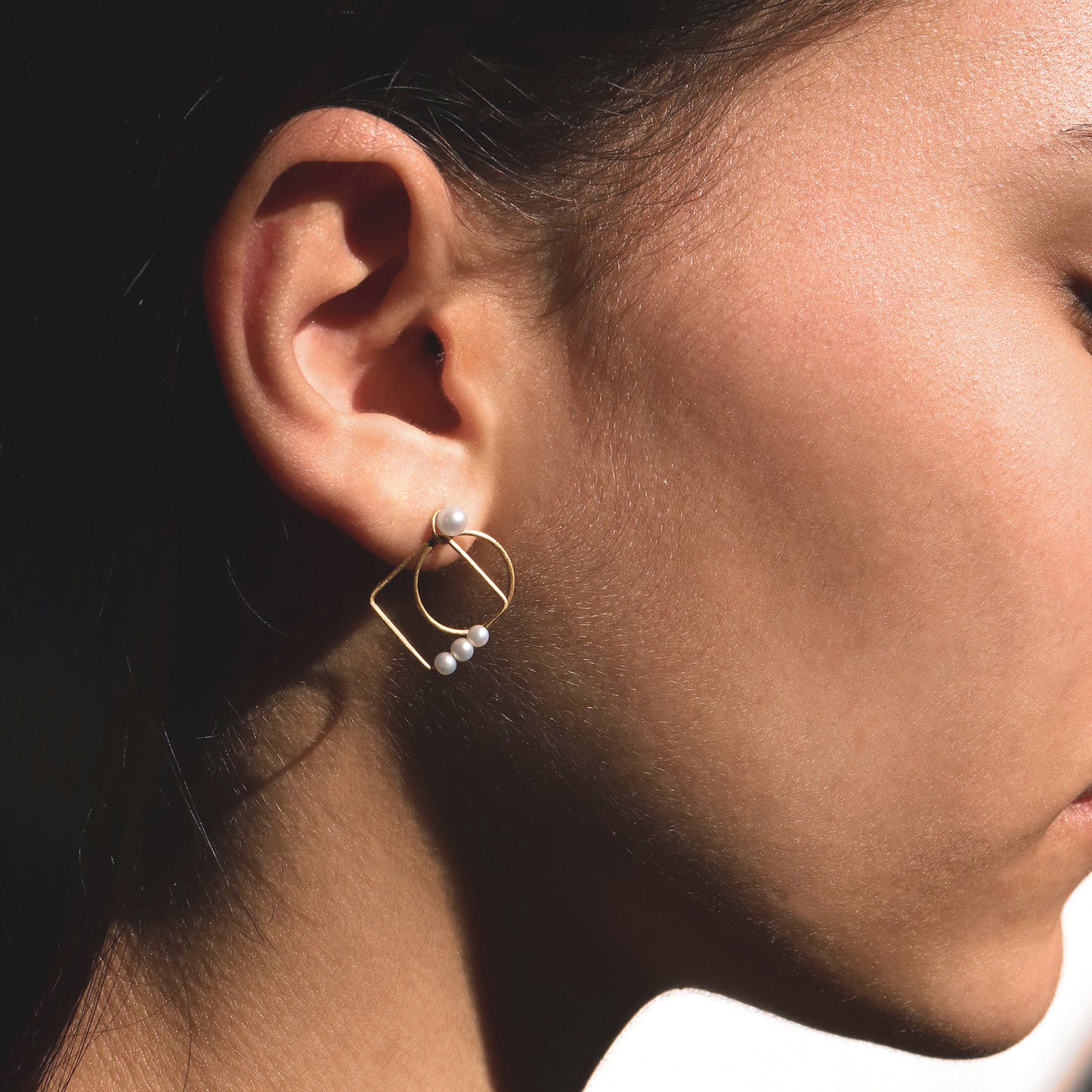 18KT gold earrings with freshwater pearls - All together