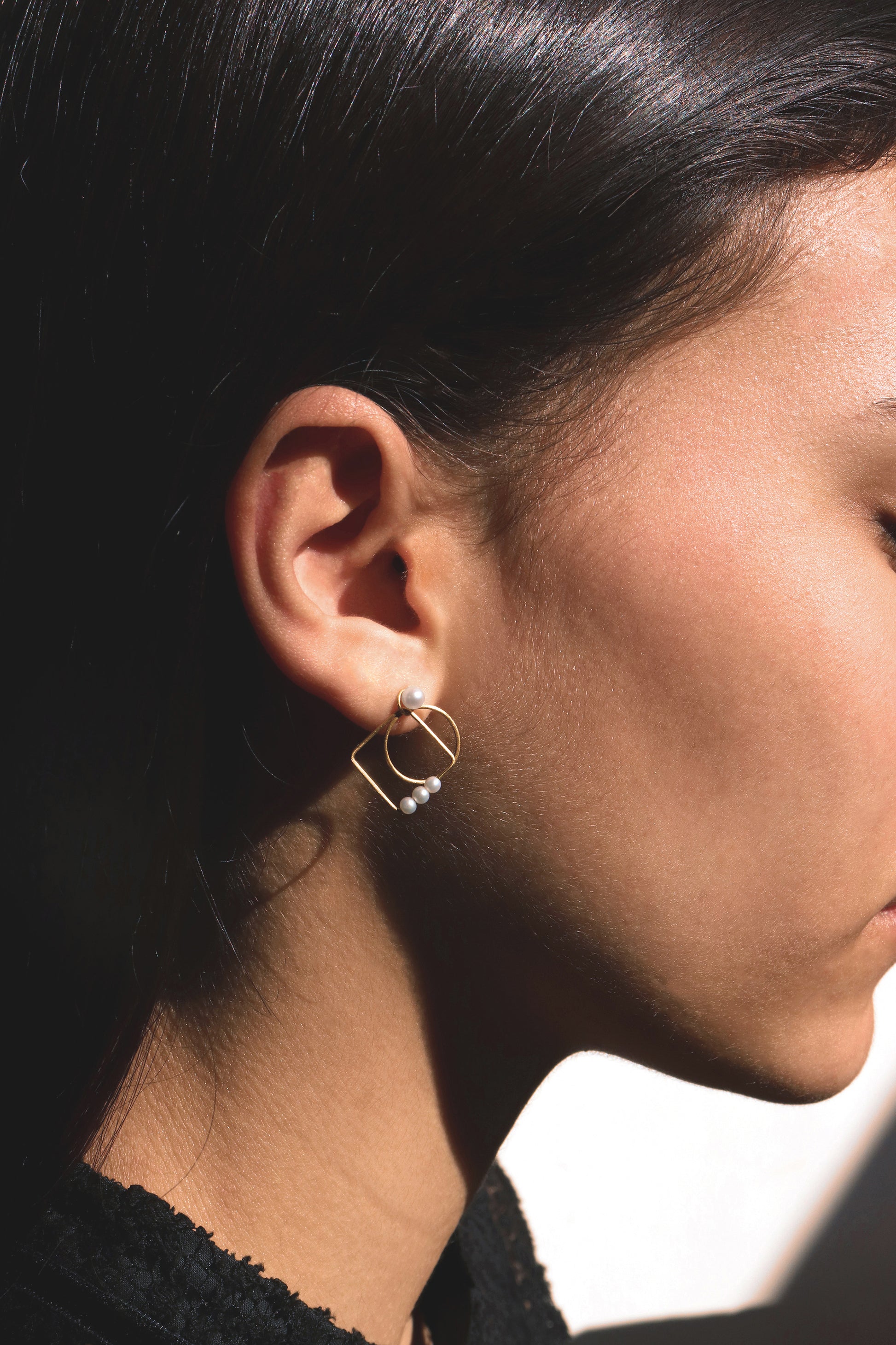 18KT gold earrings with freshwater pearls - All together