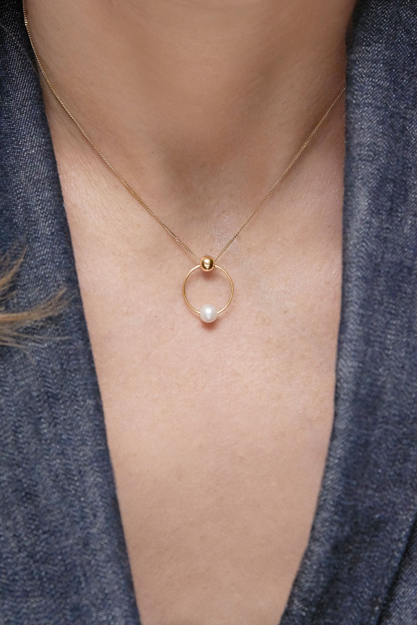 18KT gold necklace with freshwater pearl - Pasiphae