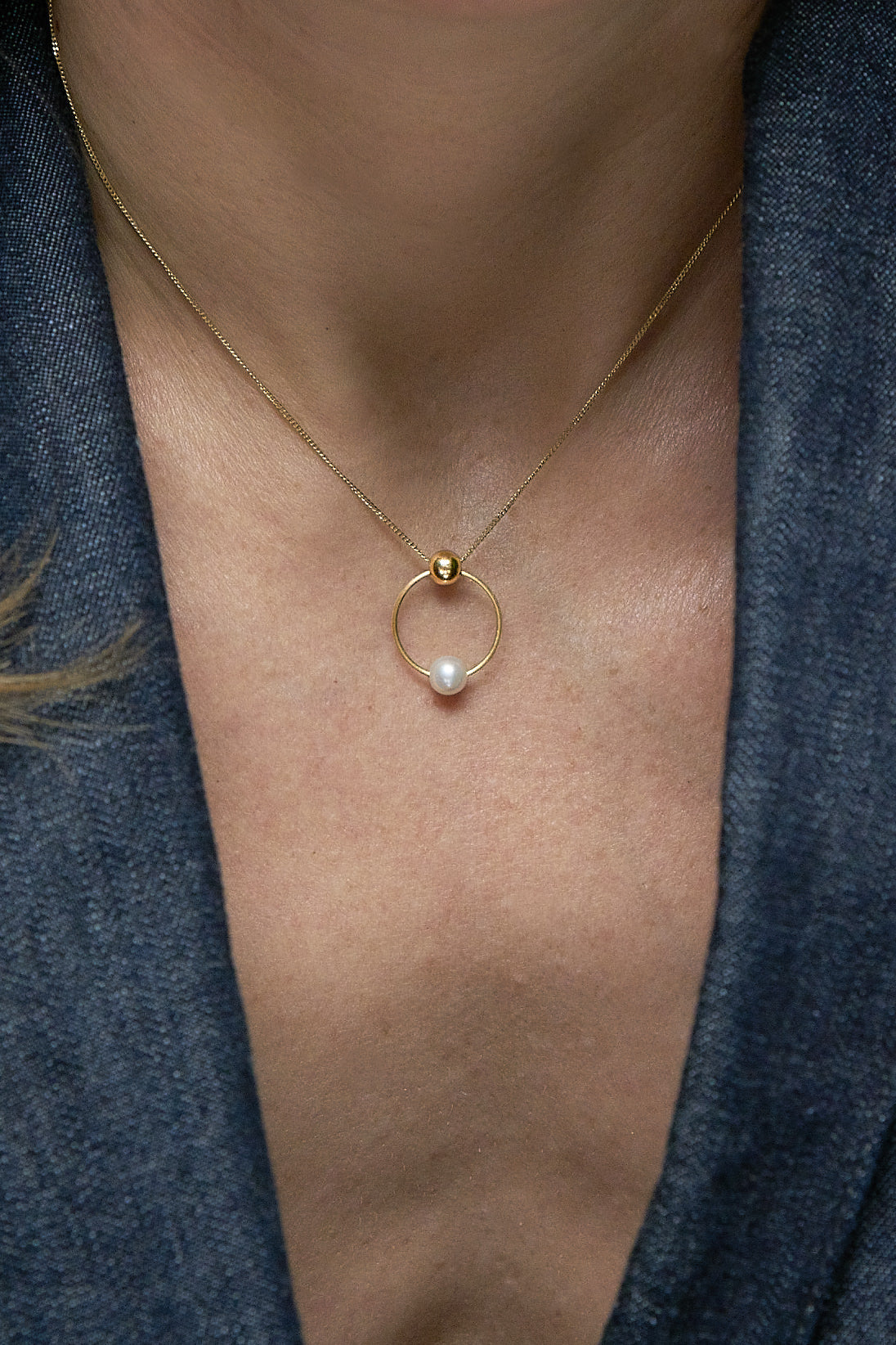 18KT gold necklace with freshwater pearl - Pasiphae