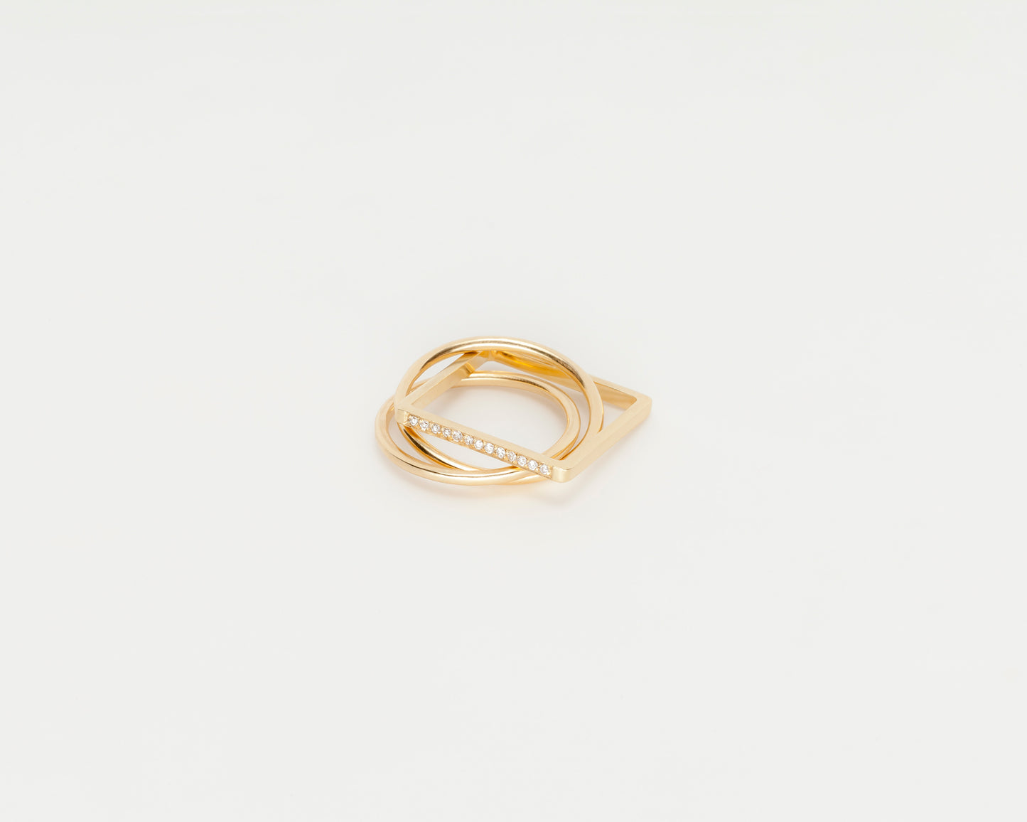 18KT yellow and rose gold ring with diamonds - Quadrato Cerchio Cerchio