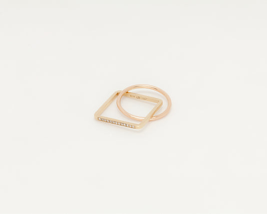 18KT yellow and rose gold ring with diamonds - Quadrato Cerchio