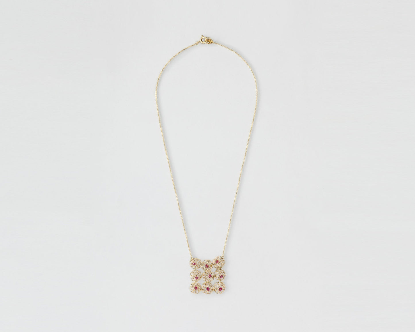 18KT yellow gold short necklace with rubies – Collage