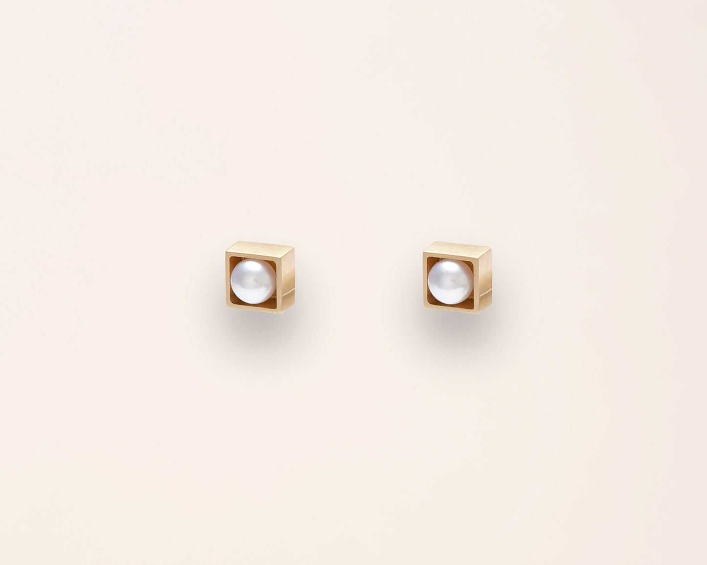 18KT yellow gold lobe earrings with pearls - Cubetto E