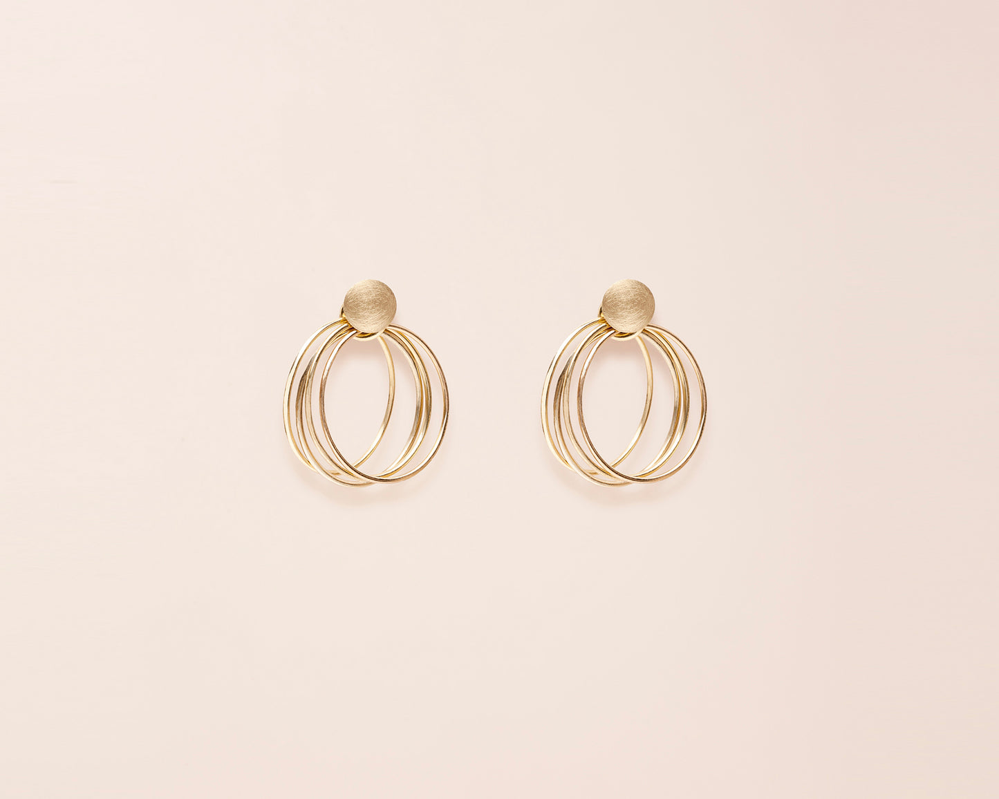 18KT yellow gold triple hoop earrings - Ear-Rings