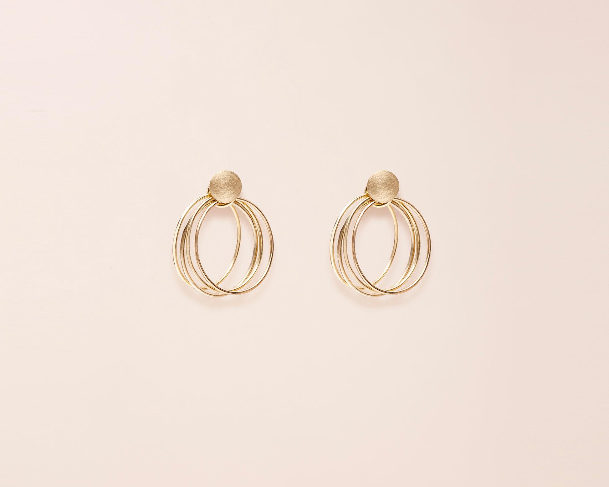 18KT yellow gold triple hoop earrings - Ear-Rings