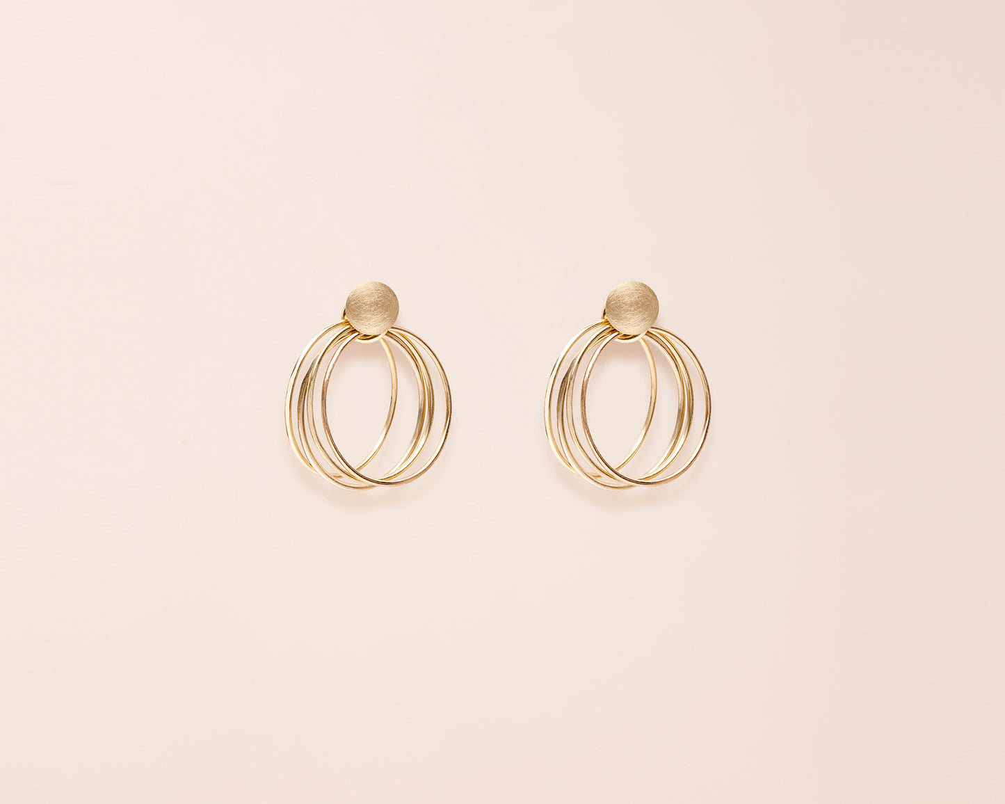 18KT yellow gold triple hoop earrings - Ear-Rings