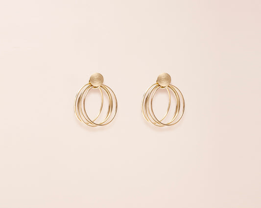 18KT yellow gold triple hoop earrings - Ear-Rings