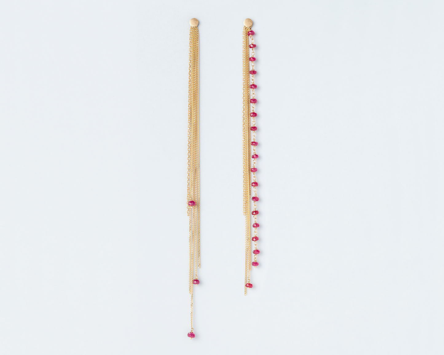 18KT fringe earrings in yellow gold with rubies - Frange Rubino