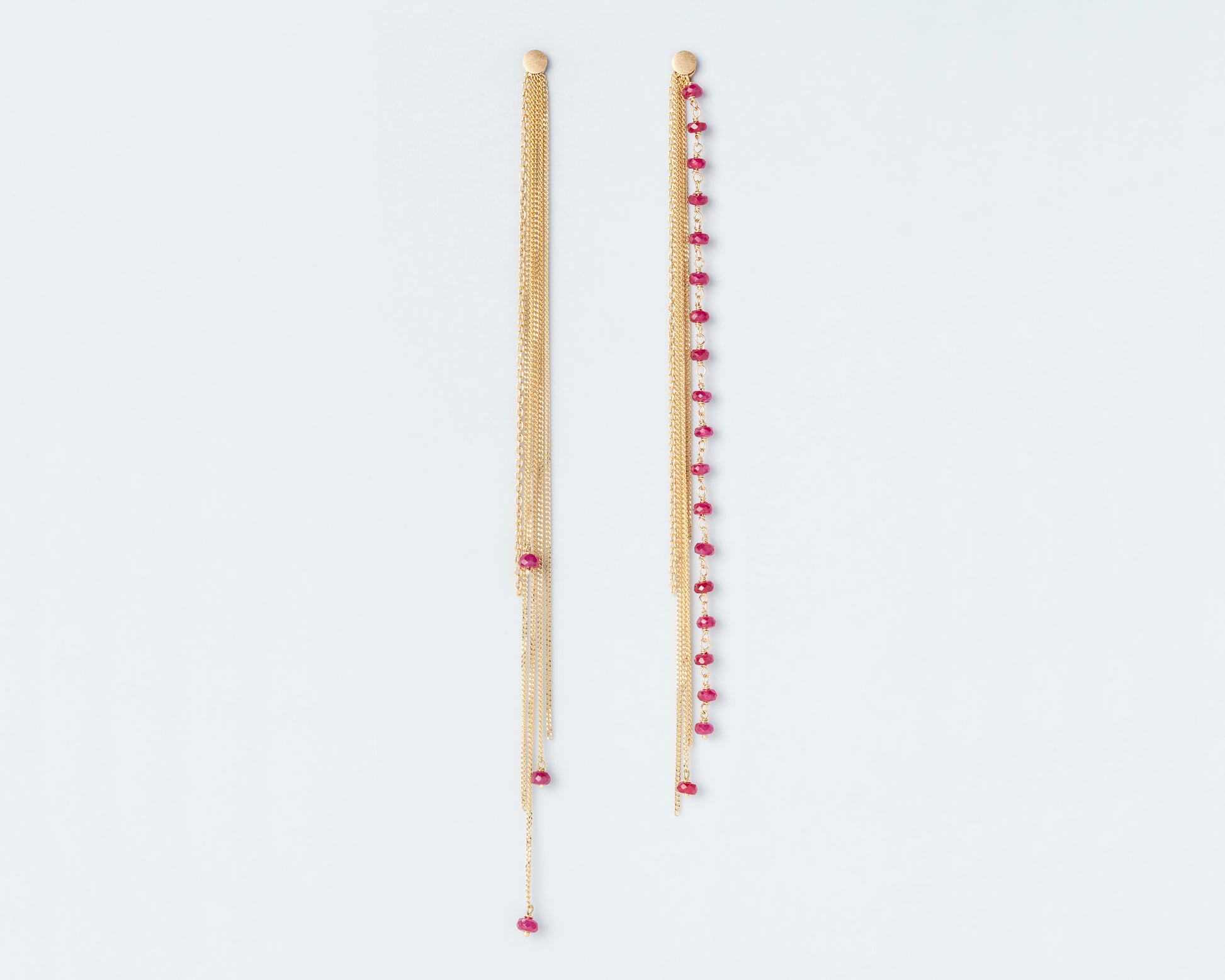 18KT fringe earrings in yellow gold with rubies - Frange Rubino