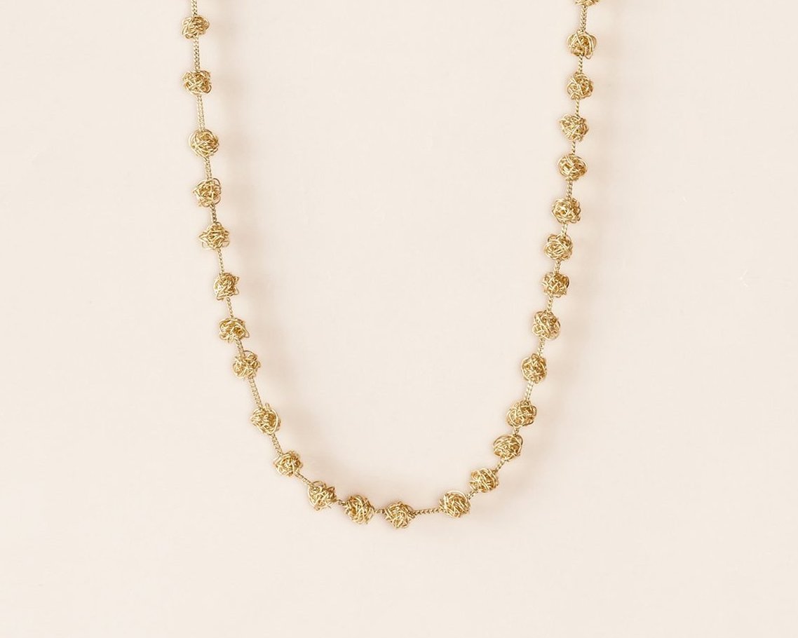 18KT yellow gold short necklace with freshwater pearls – Gomitolini