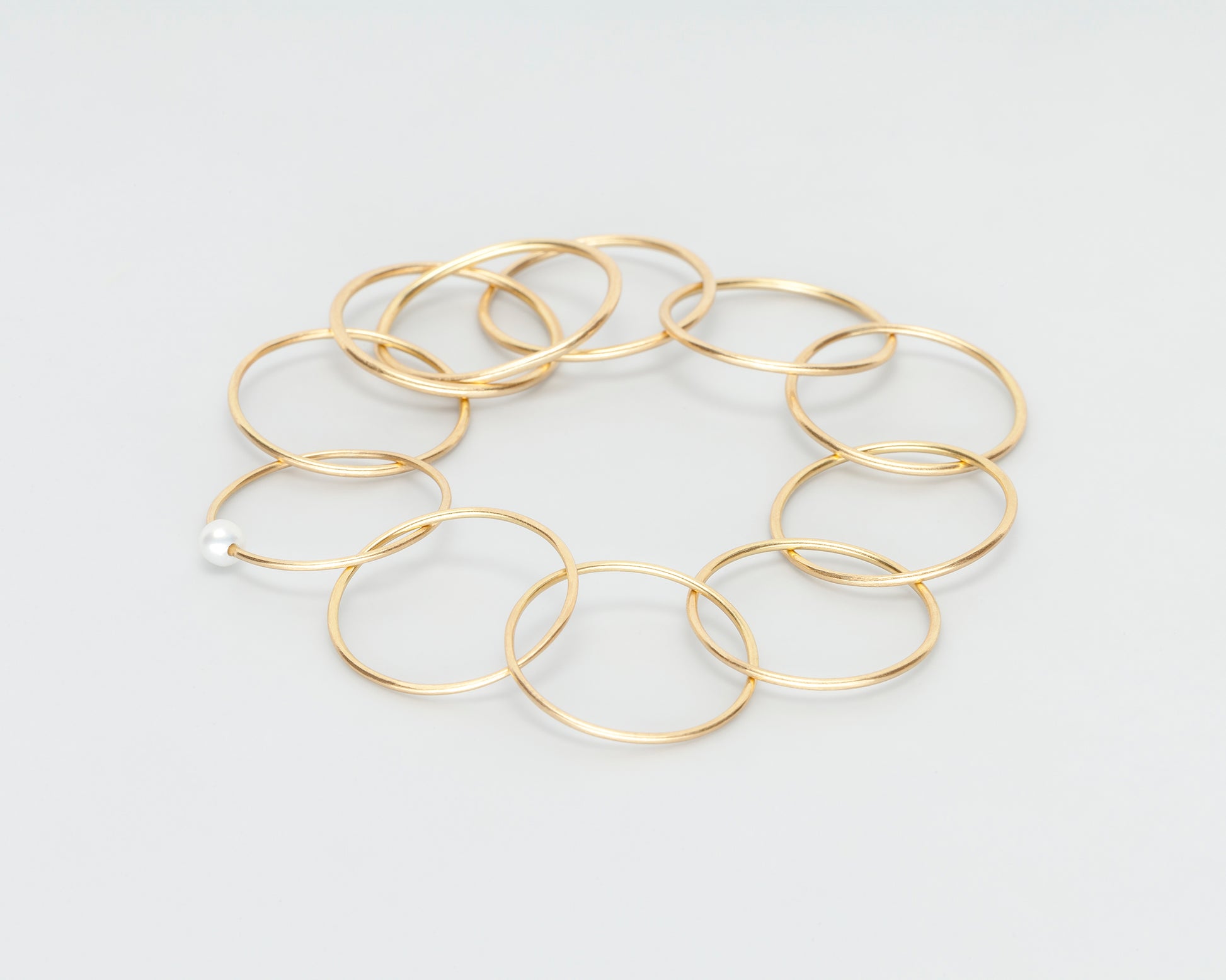 18 KT yellow gold ring bracelet with akoya pearl - NonStop