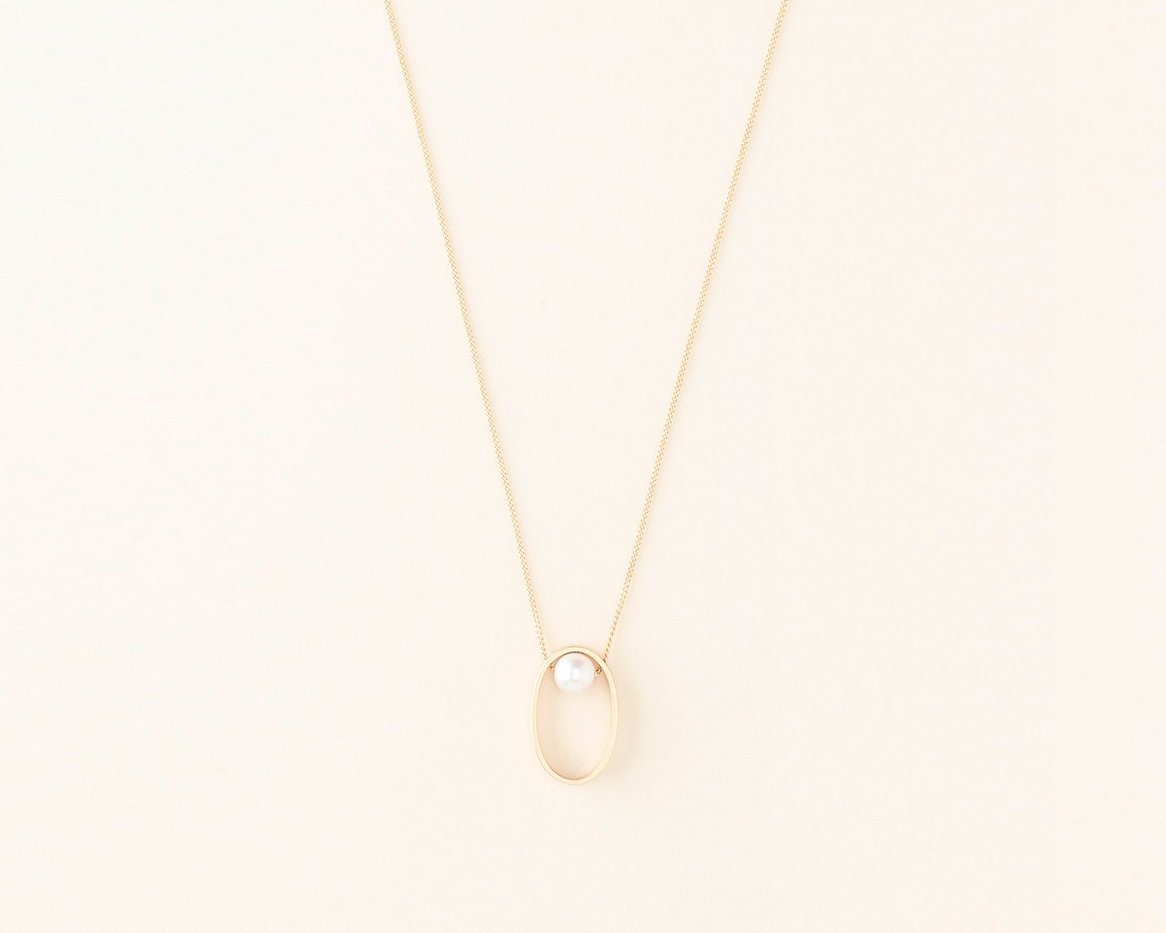 18 KT pearl necklace in yellow gold with pendant (pearl diameter 5,6 MM) - Elisse