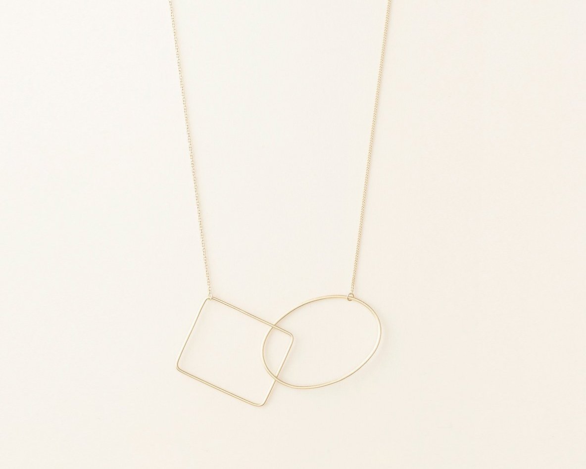 18KT yellow gold short necklace with geometric elements - Ovale Rettangolo N