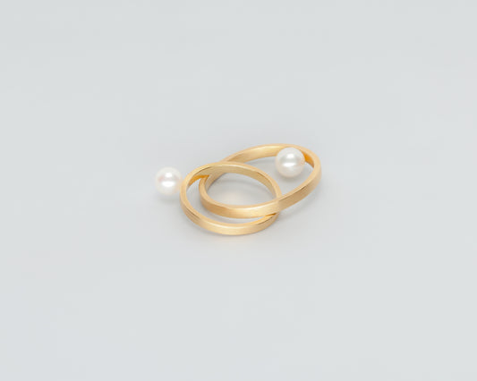 18KT Interwoven Gold rings with akoya pearls (diameter 5,5-5,8 MM) - Planets R