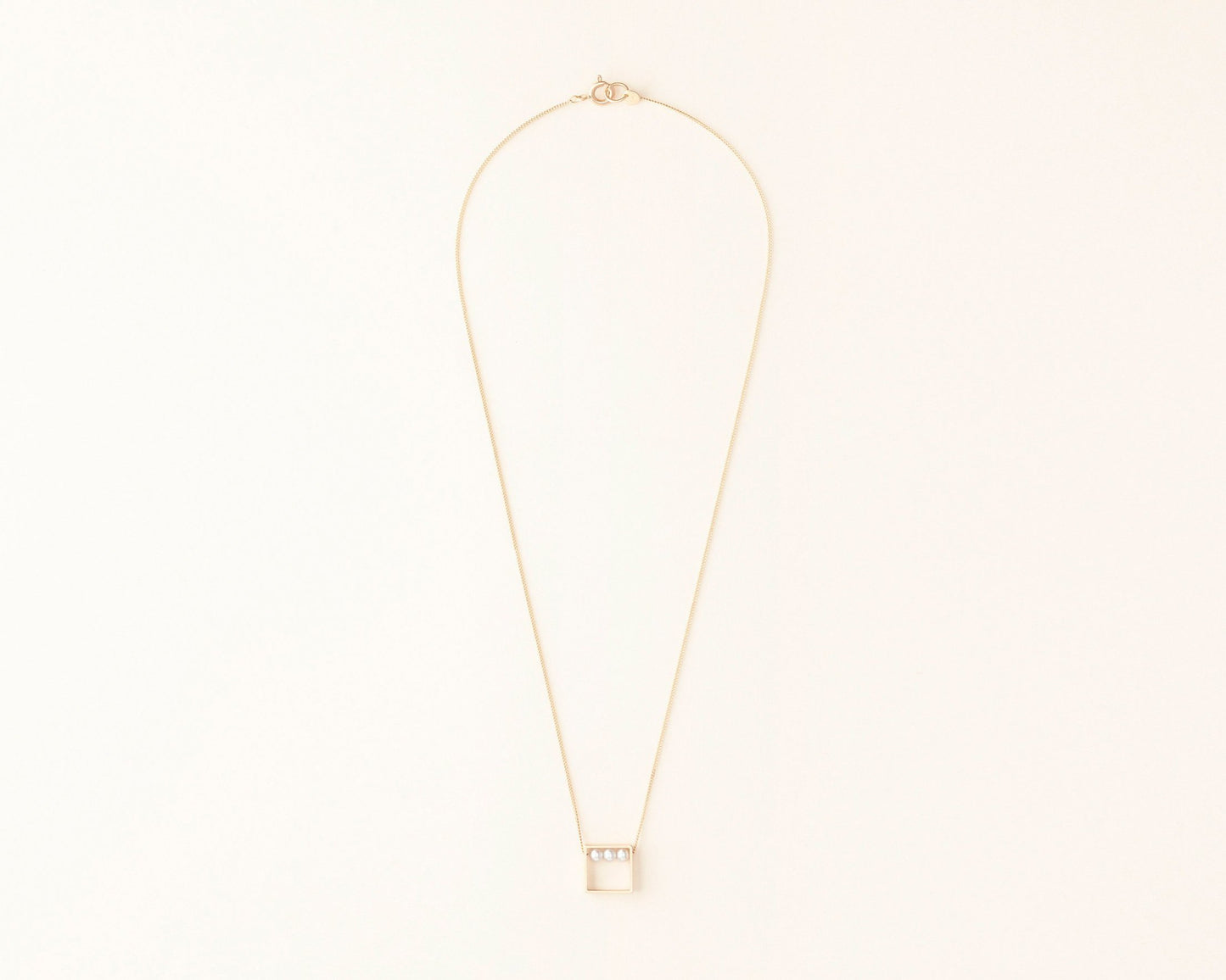 18KT yellow gold pendant necklace with akoya pearl (diameter 3,2 MM) - Quadratino