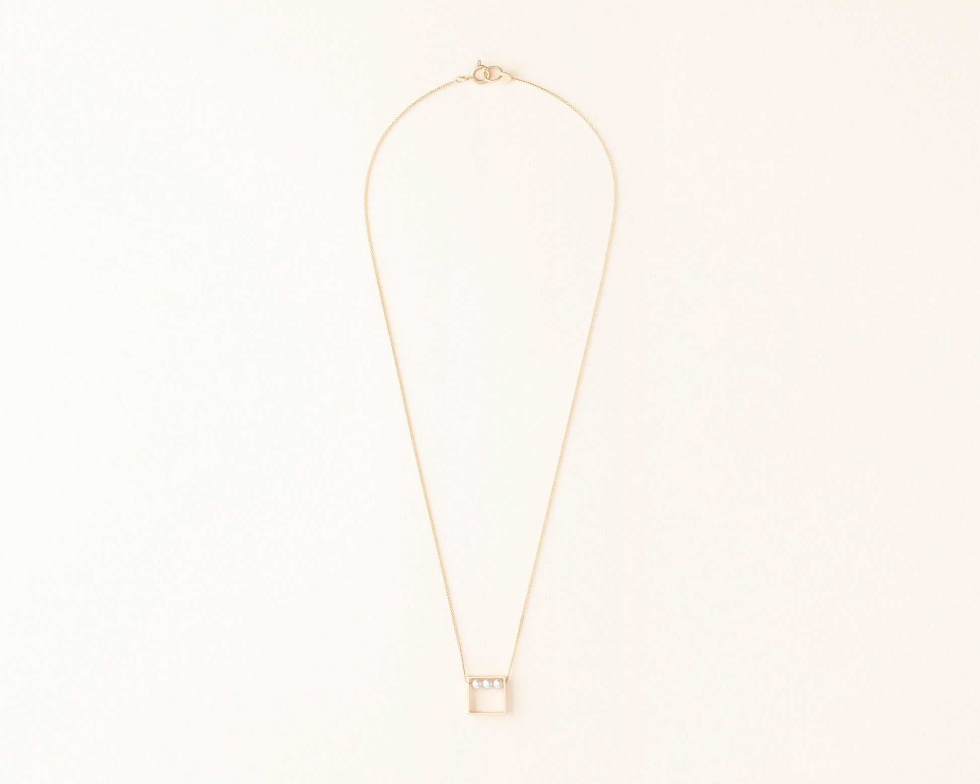 18KT yellow gold pendant necklace with akoya pearl (diameter 3,2 MM) - Quadratino