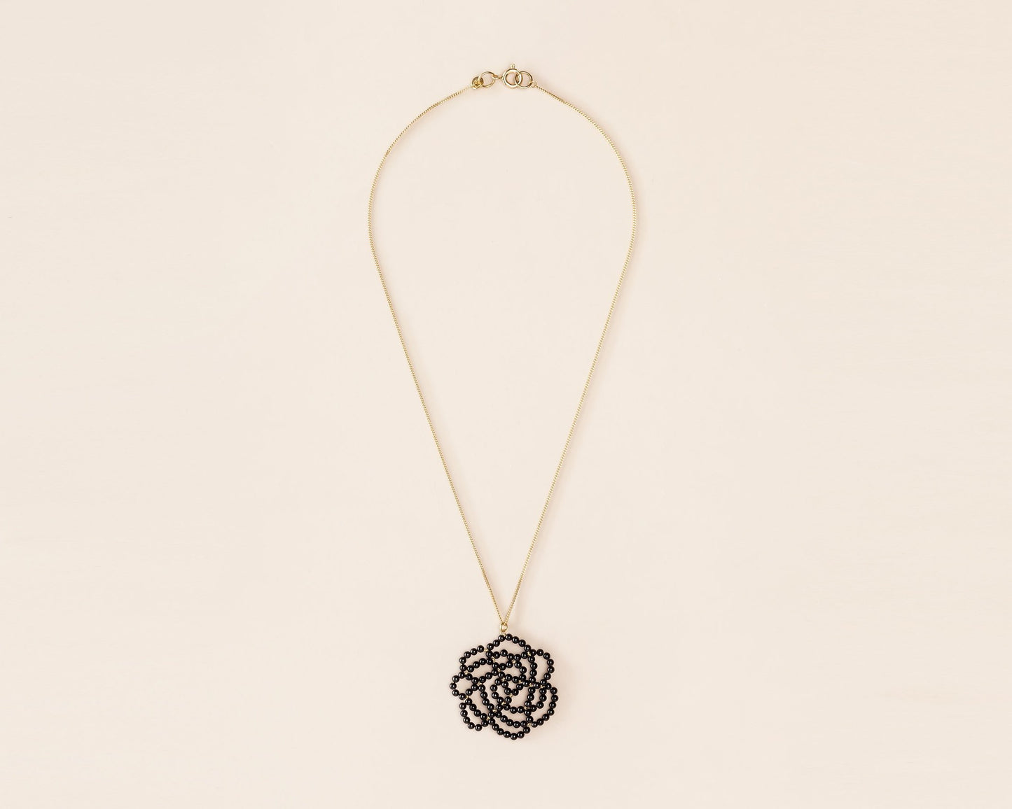 18KT yellow gold pendant necklace and black onyx - Rosa