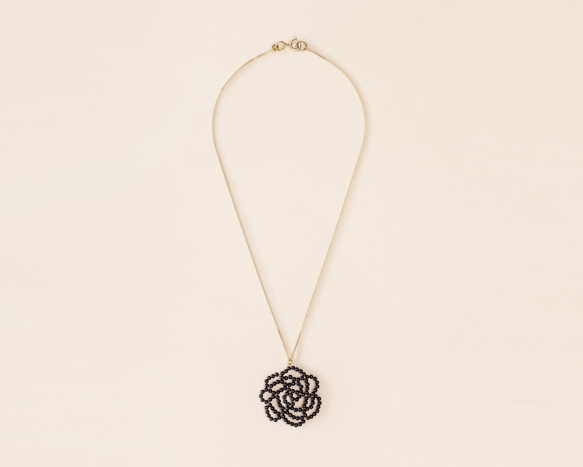 18KT yellow gold pendant necklace and black onyx - Rosa
