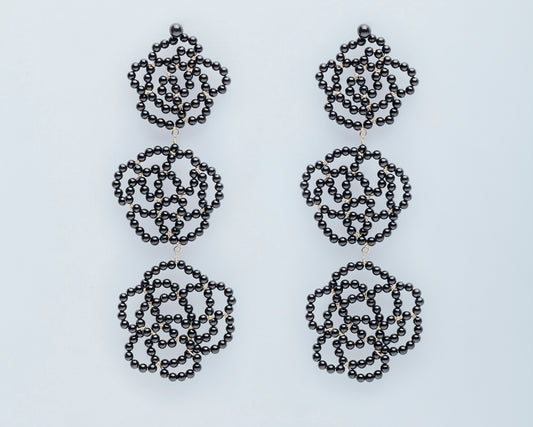 18KT yellow gold pendant earrings and black onyx - Rosae