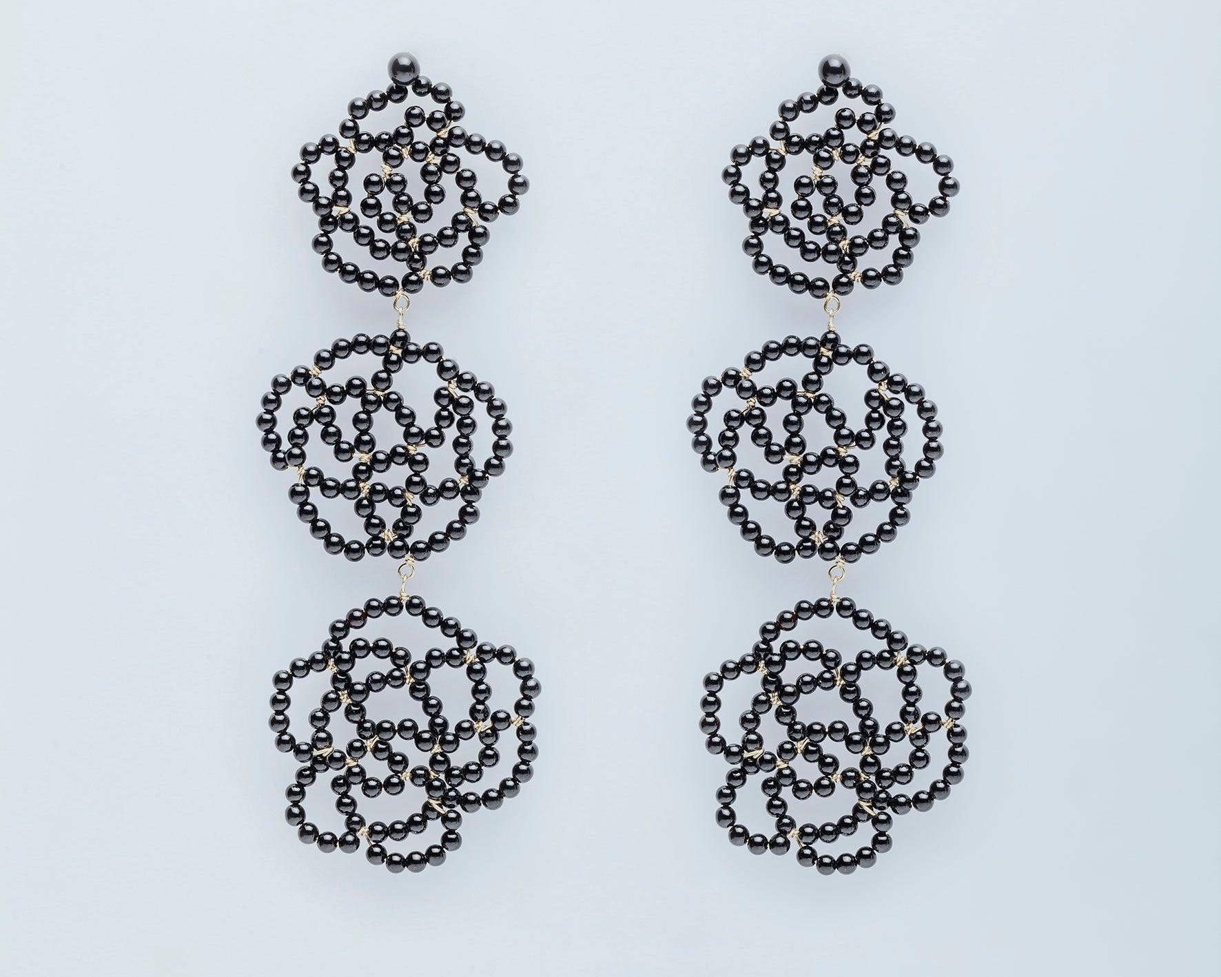 18KT yellow gold pendant earrings and black onyx - Rosae