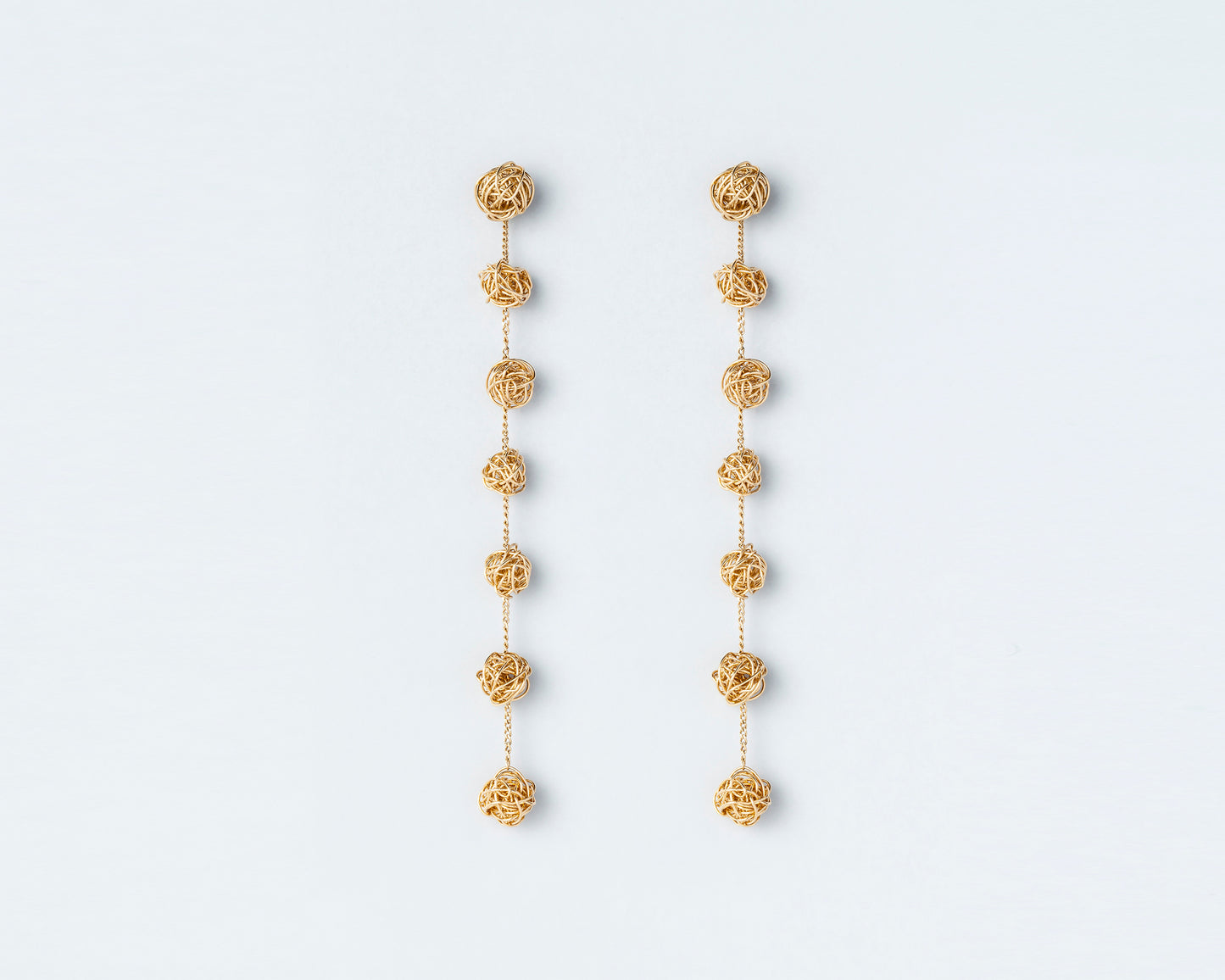 18KT yellow gold long earrings - Sette Gomitoli