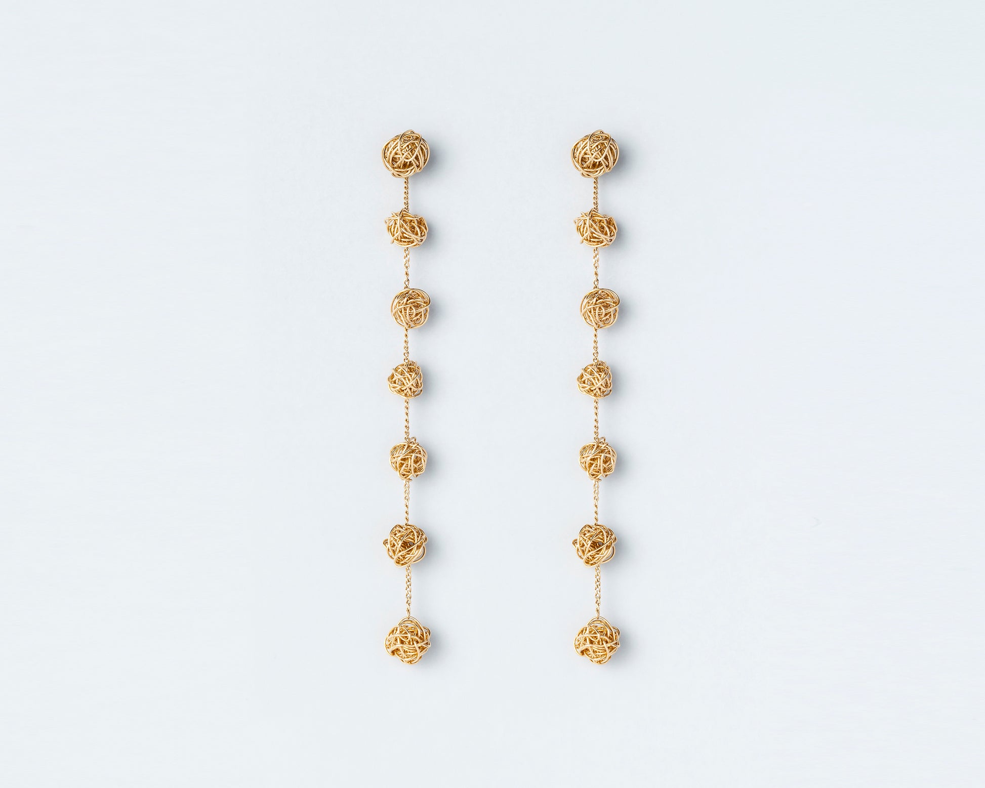 18KT yellow gold long earrings - Sette Gomitoli