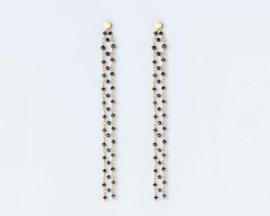 18KT yellow gold earrings with black spinels - Up