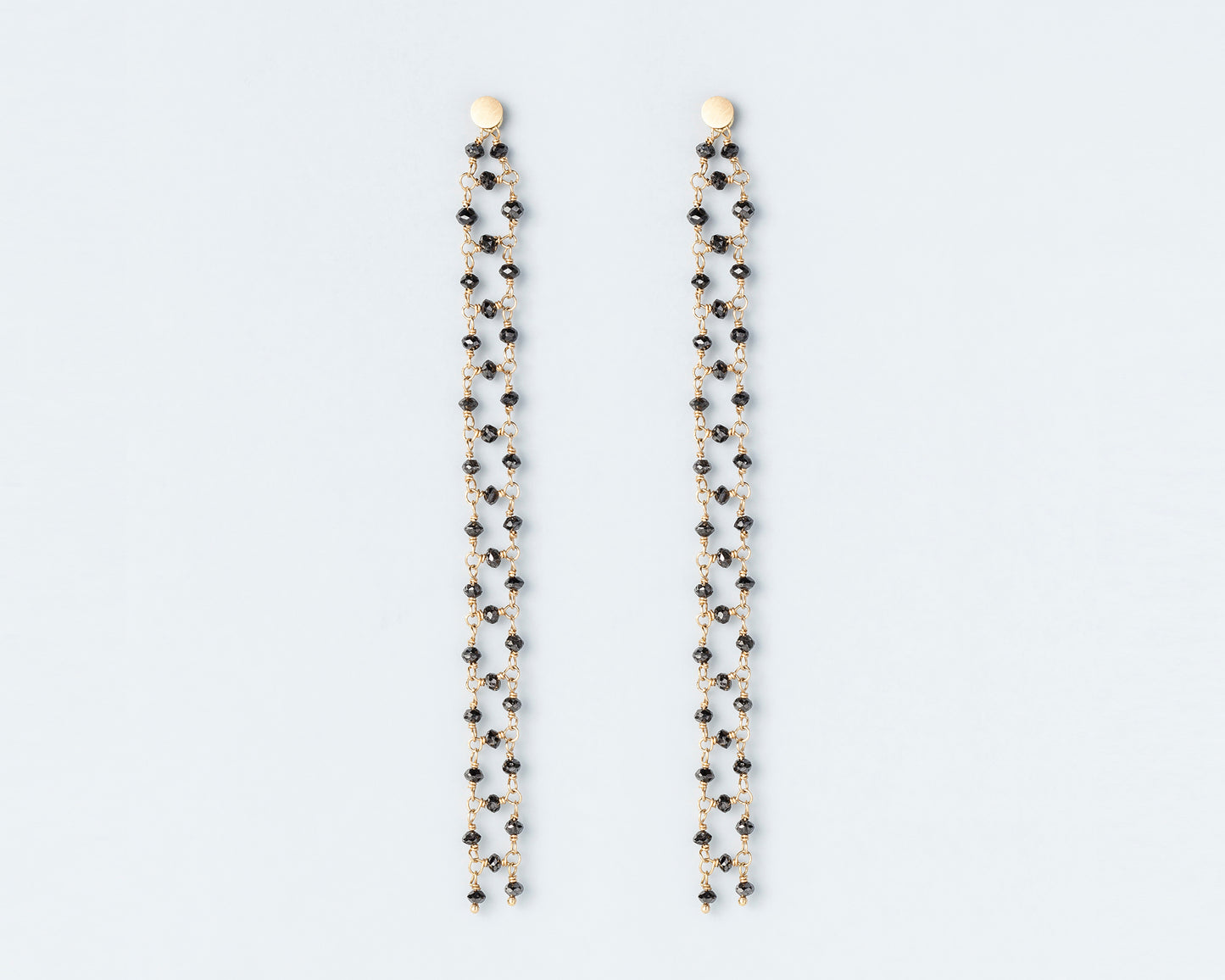 18KT yellow gold earrings with black spinels - Up