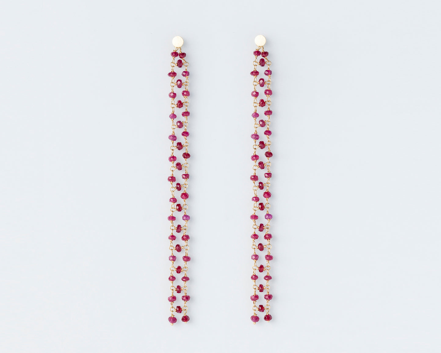 18KT yellow gold earrings with rubies - Up