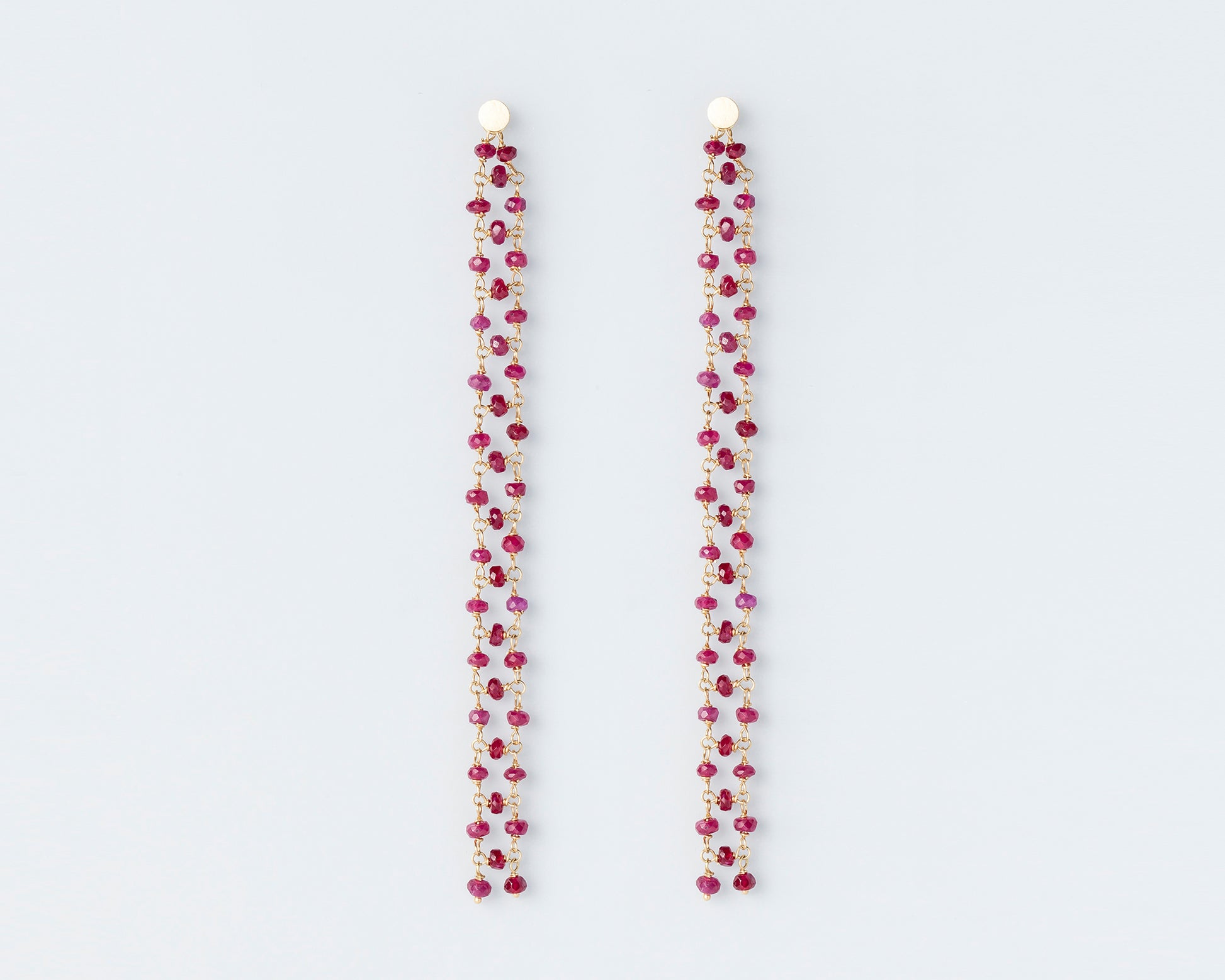 18KT yellow gold earrings with rubies - Up