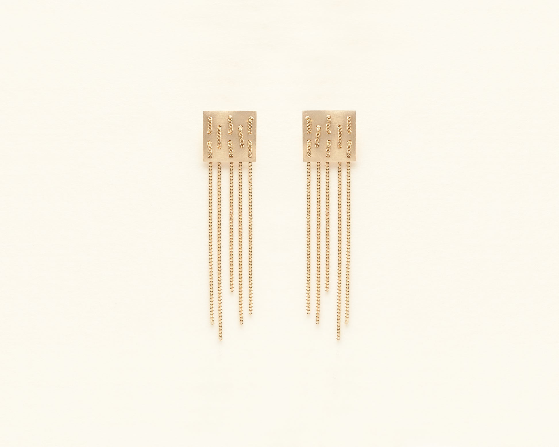 18KT yellow gold chained earrings - Weave E
