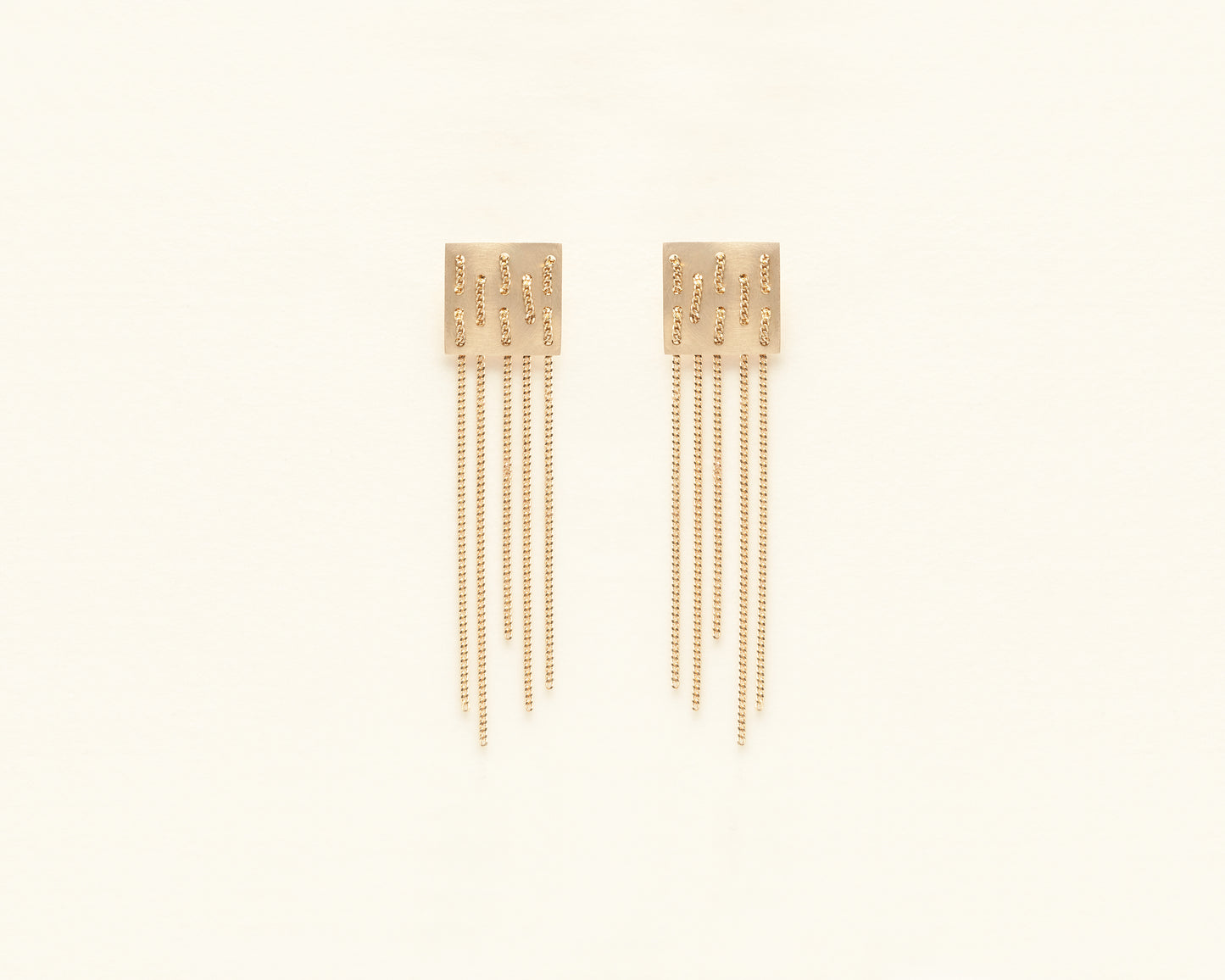 18KT yellow gold chained earrings - Weave E