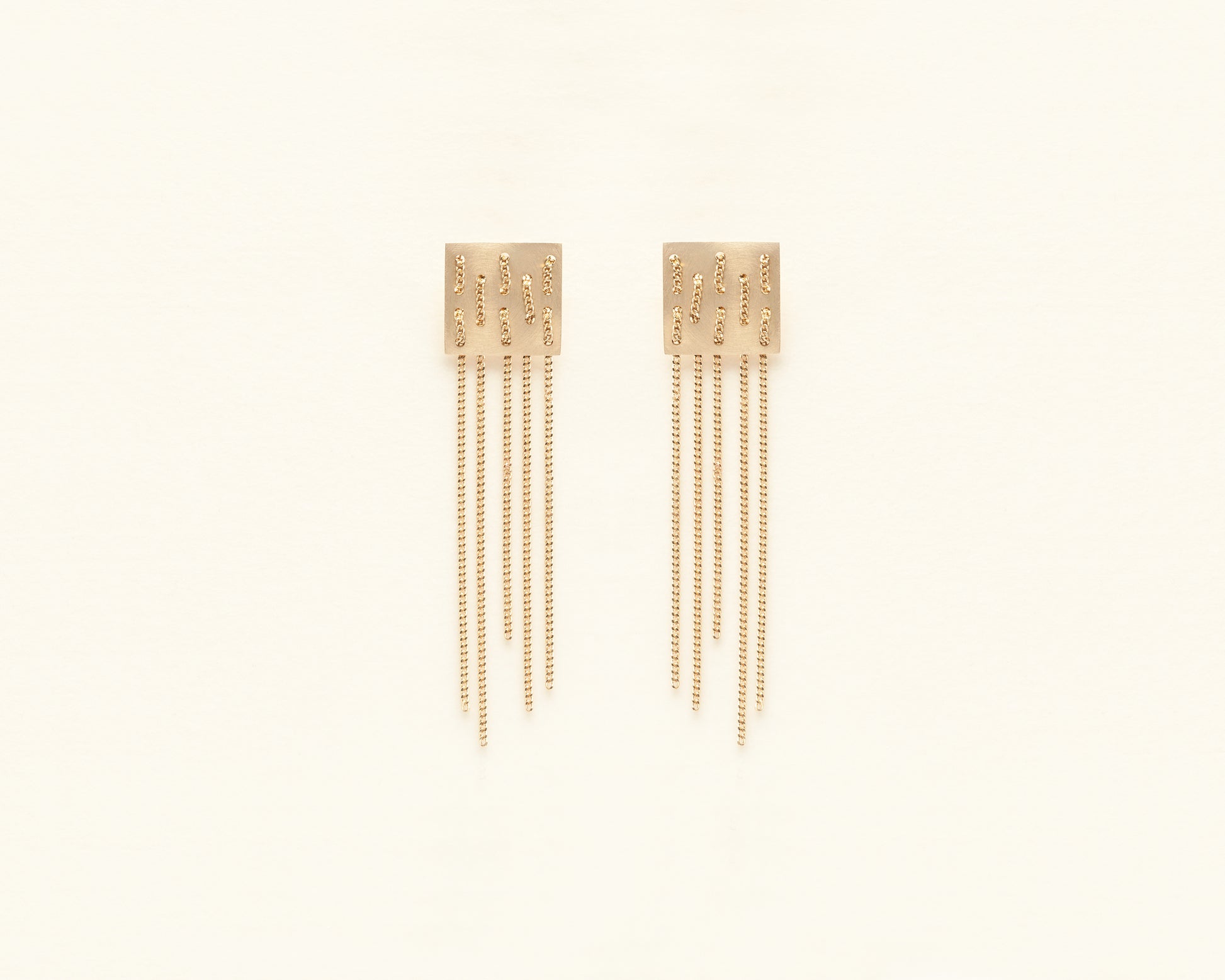 18KT yellow gold chained earrings - Weave E