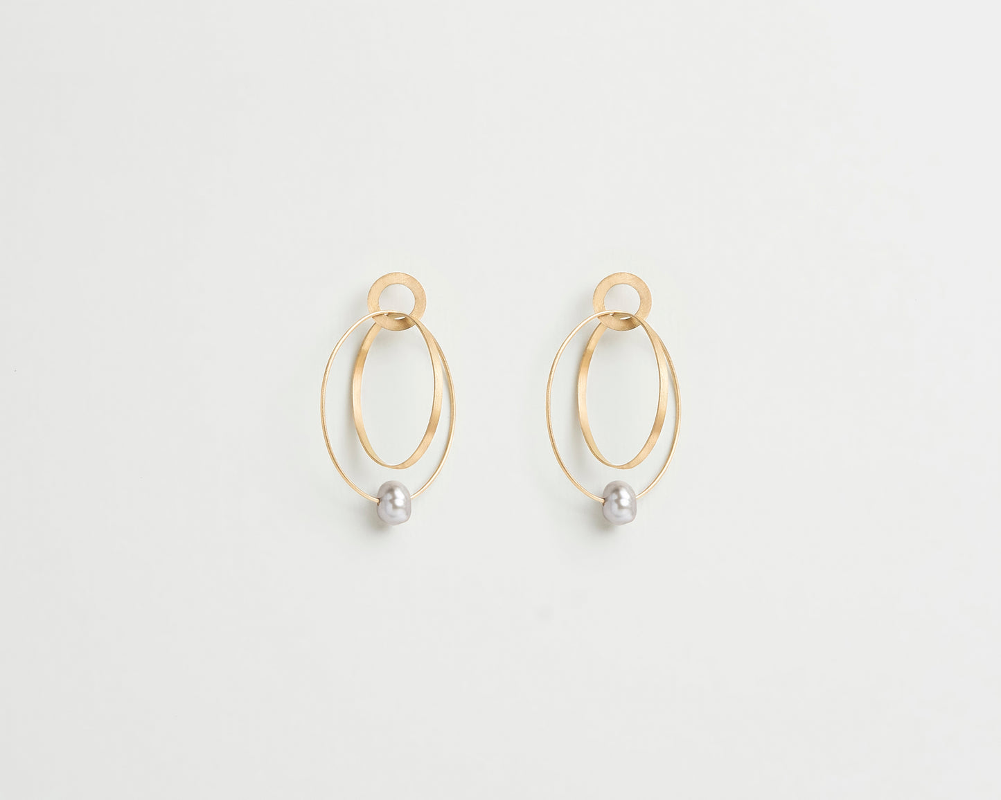 18KT yellow gold hanging earrings with keshi pearls - Insieme 4E