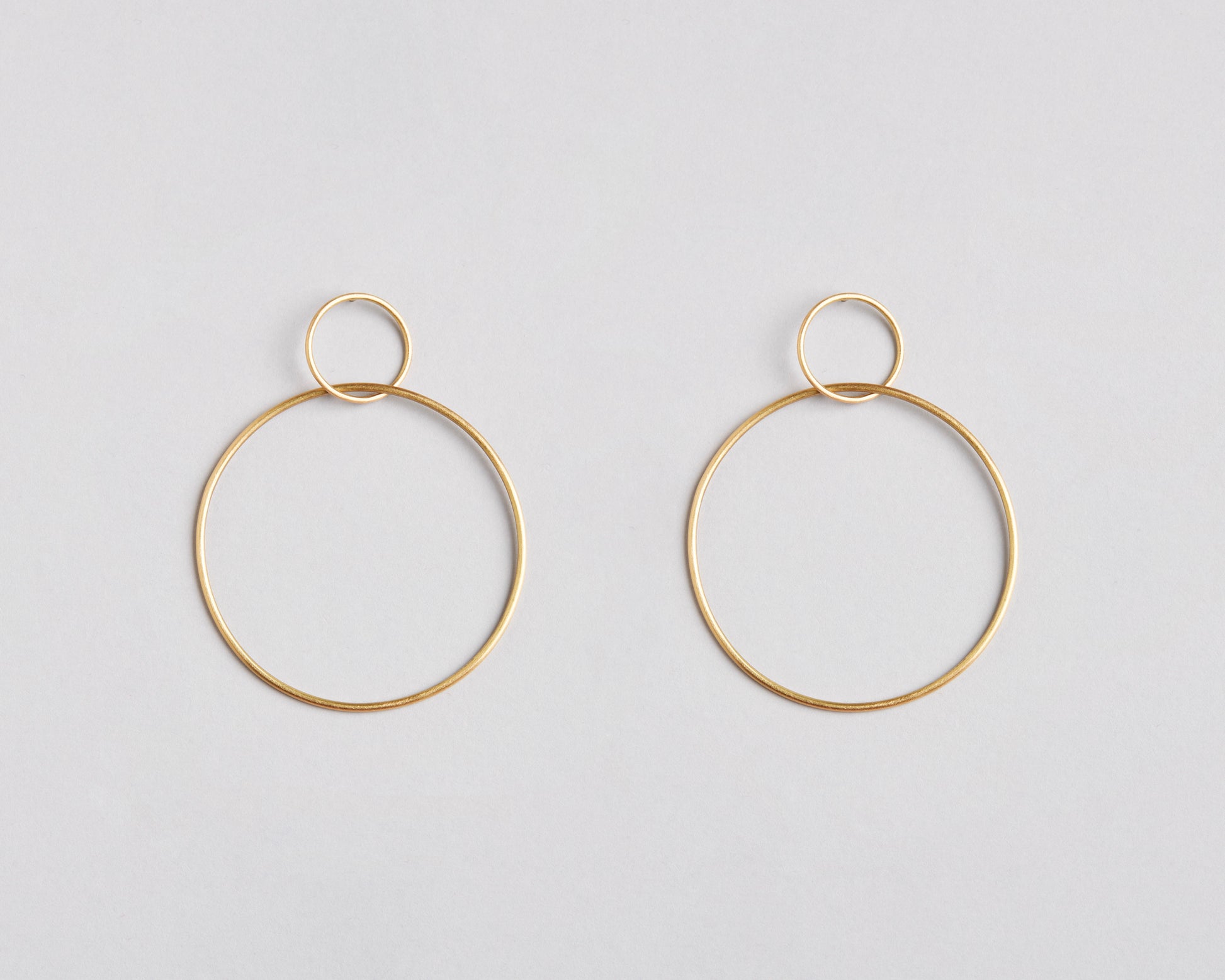 18KT yellow gold hanging and circular earrings - Medio Cerchio