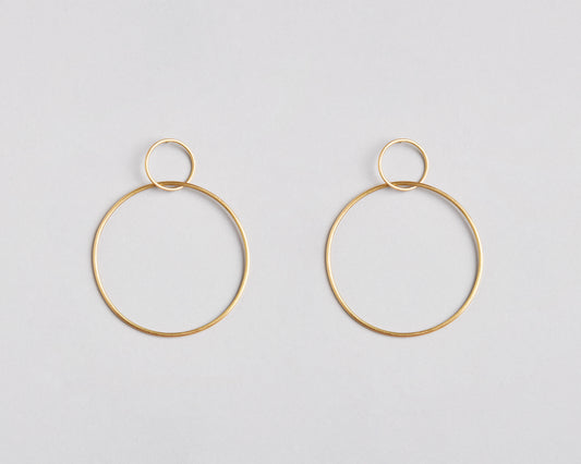 18KT yellow gold hanging and circular earrings - Medio Cerchio 