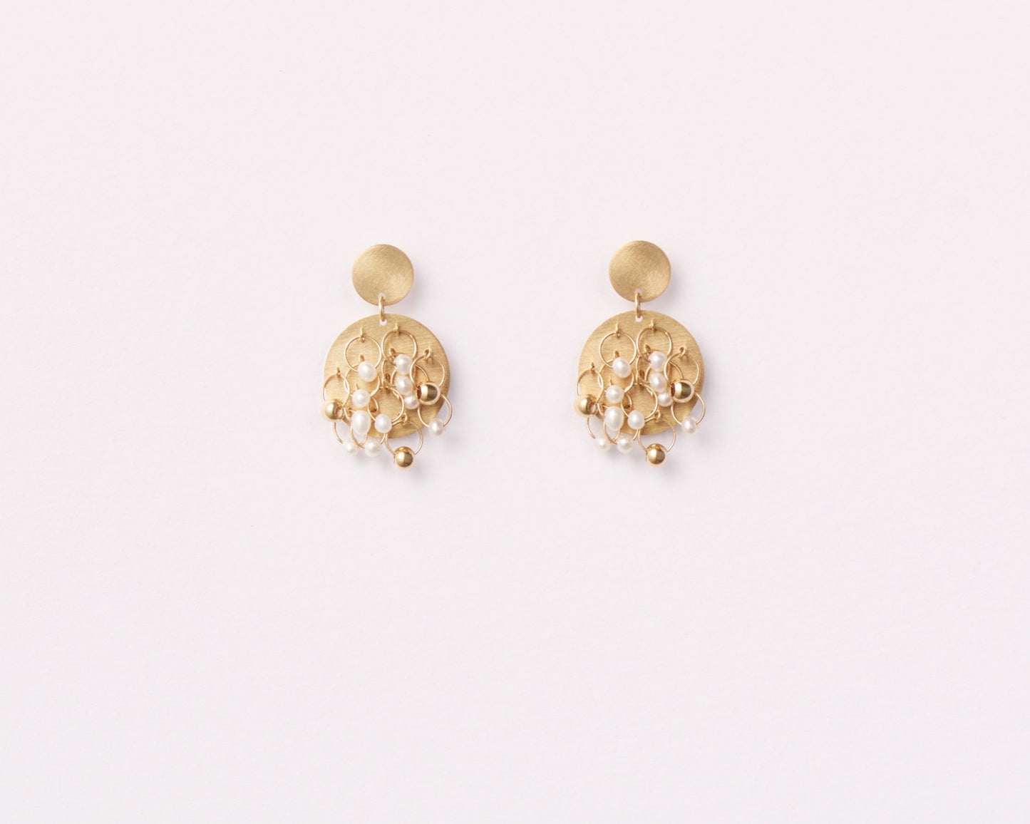 18KT gold hanging earrings with akoya pearls - Pluff 01E