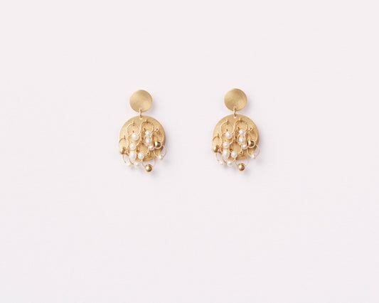 18KT gold hanging earrings with akoya pearls - Pluff 01E