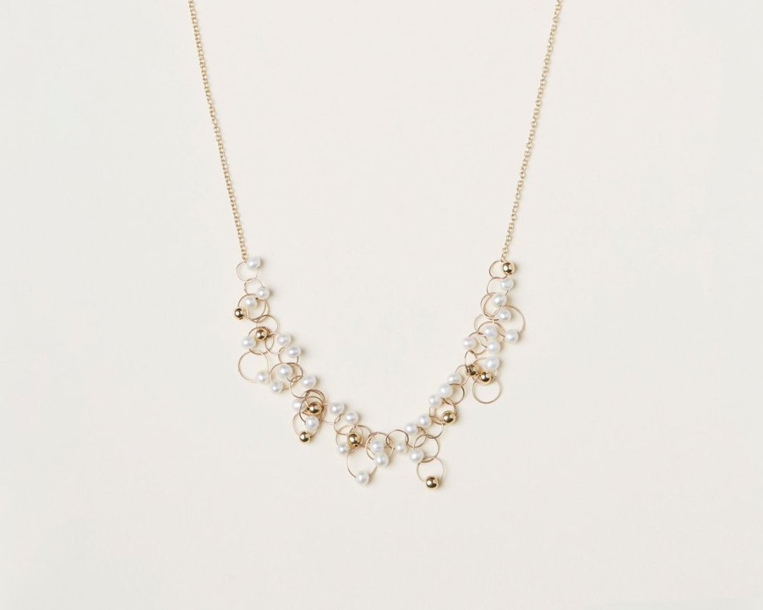 18KT yellow gold necklace with freshwater pearls - Infinito 02N