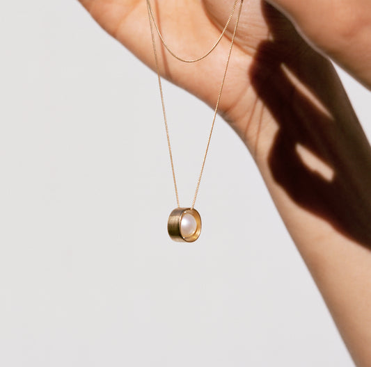 18KT yellow gold band necklace with akoya pearl - Moon N