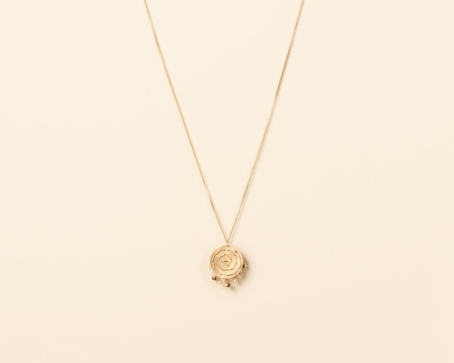 18KT gold hanging necklace with freshwater pearls - Pluff 01N