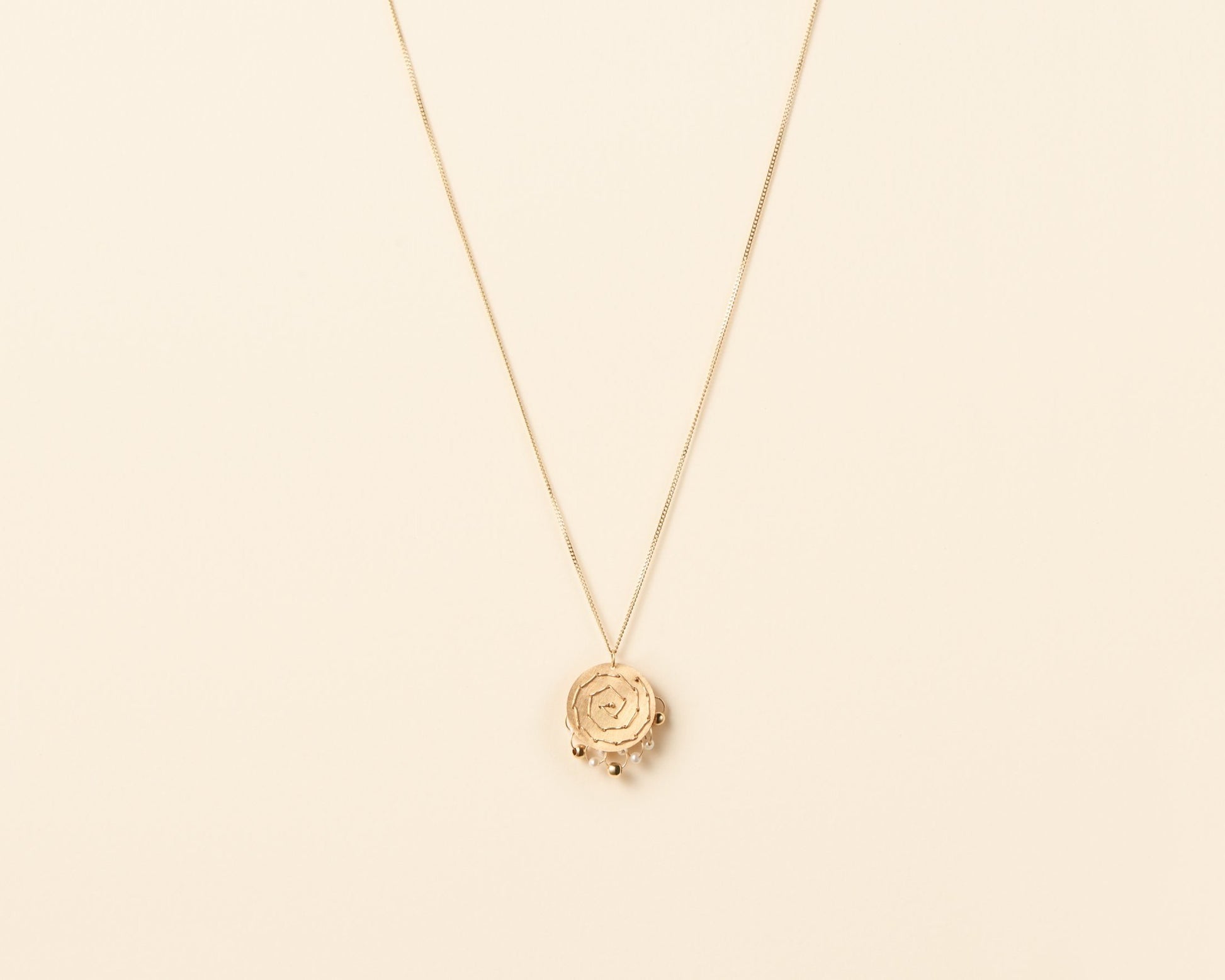 18KT gold hanging necklace with freshwater pearls - Pluff 01N