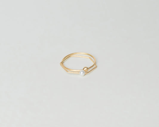 18KT yellow gold ring with freshwater pearl - Callisto