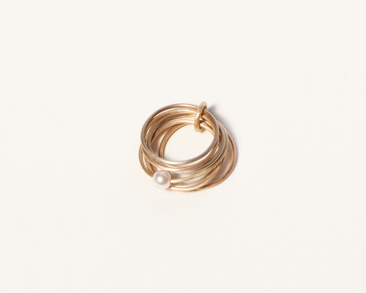 18KT yellow gold ring with freshwater pearl - Europa