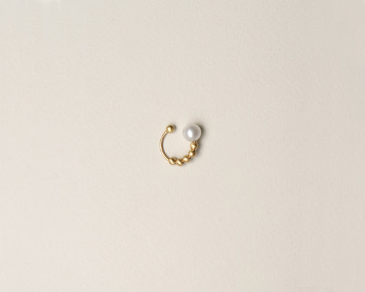 18KT yellow gold earring ear cuff with freshwater pearl - Dots Sfere