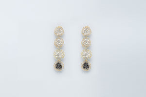 18KT yellow gold earrings whit grey and black diamonds - Mosaico Tesserae