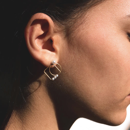 18KT gold earrings with freshwater pearls - All together