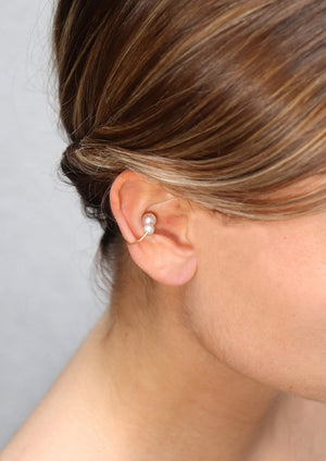 18KT yellow gold earring ear cuff with freshwater pearls - Dots 2E
